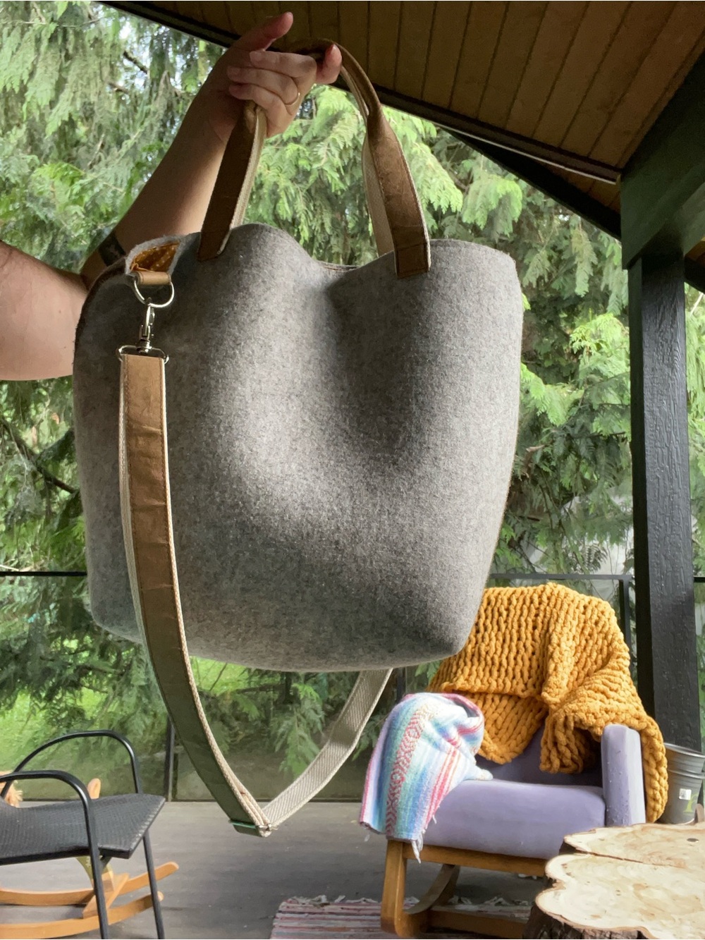 Marmollada grey felt crossbody bag Etsy brand (Poland)